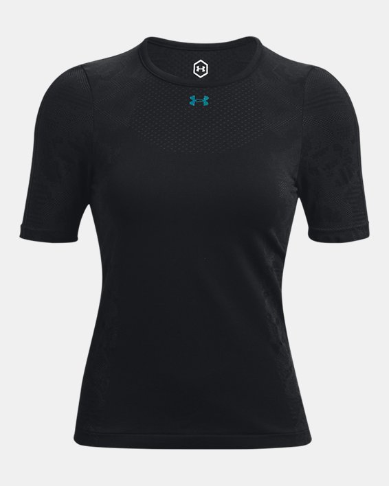 Women's UA RUSH™ HeatGear® Seamless Short Sleeve, Black, pdpMainDesktop image number 4